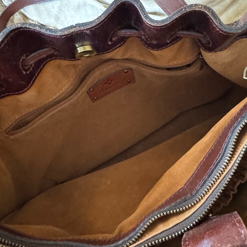 Patricia Nash Leather Drawstring Witney Tote - Distressed British Tan - Picture 9 of 12